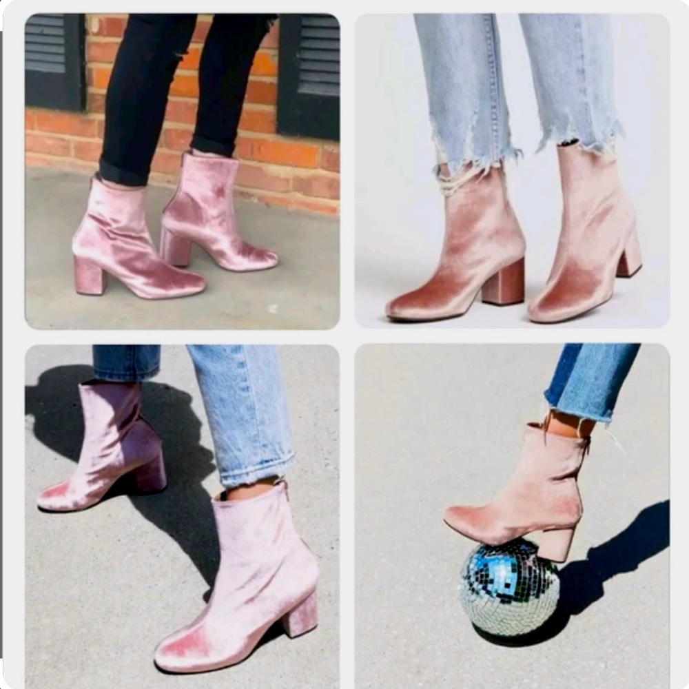 Free People velvet Cecile block heel